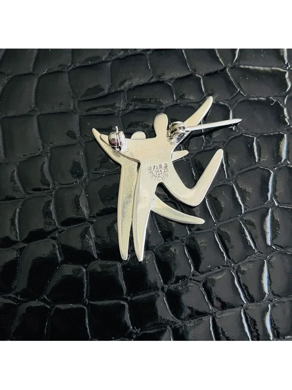 Vintage Far Fetched Dancing People Happy Couple Sterling Modernist Brooc…